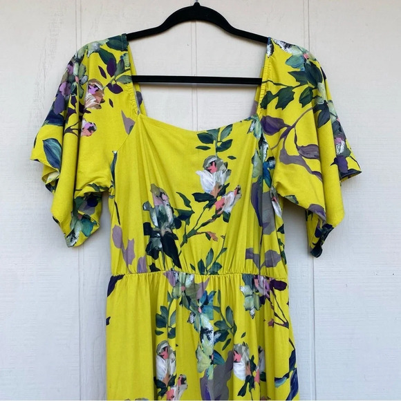 Soft Surroundings Maise Yellow Floral Smocked Maxi Dress SZ M Squire Neck Boho - Picture 5 of 13